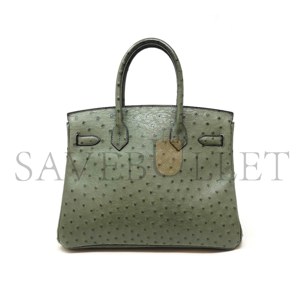 H**mes master birkin 30 ostrich leather dark green gold buckle h041933ck81 (30*22*16cm)